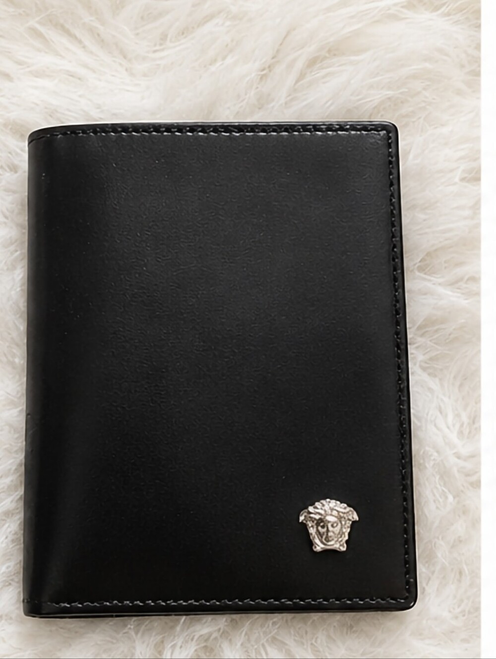 Giaanni Versace Black Leather Wallet with Medusa Accent